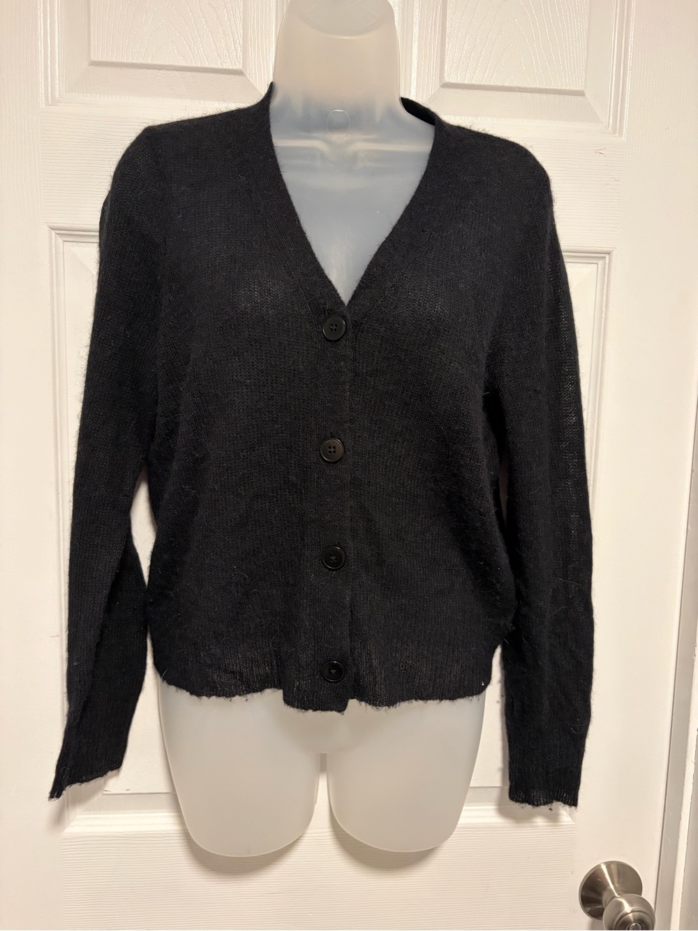 Madewell Black V-Neck Button-Front Cardigan